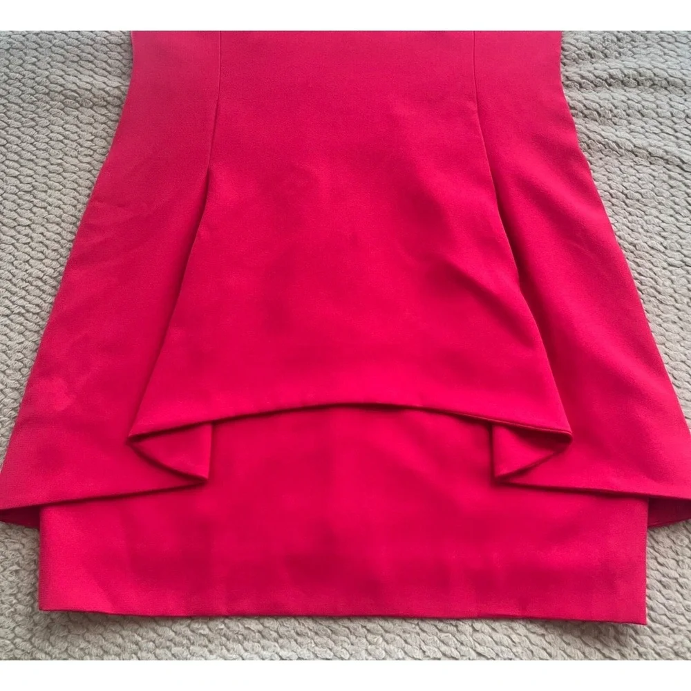 I. Magnin Peplum Mini Dress Women Pink V-Neck Cap‎ Sleeve Size 8
